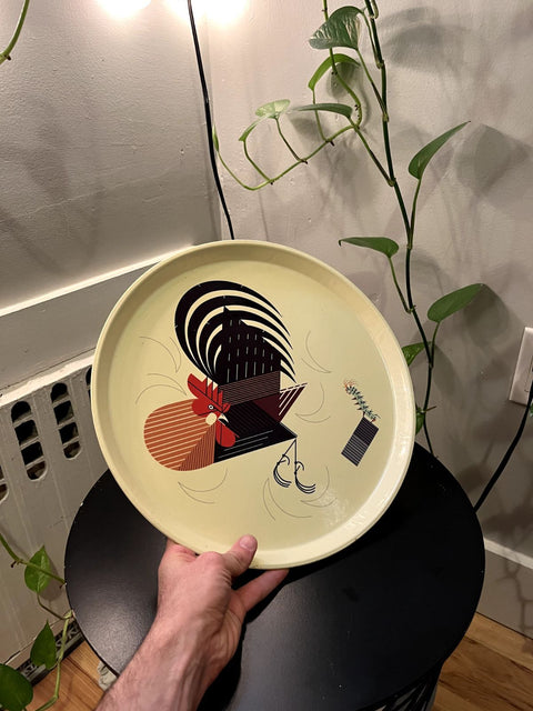 Charley Harper "Crawling Tall" Rooster Serving Tray, 14" Wide
