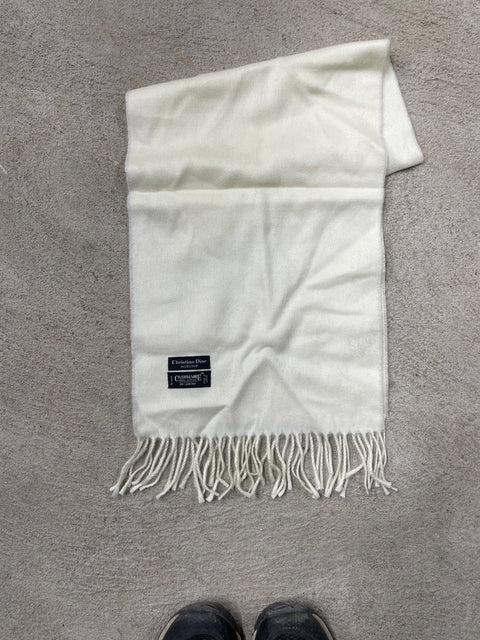 Christian Dior White Cashmere Scarf