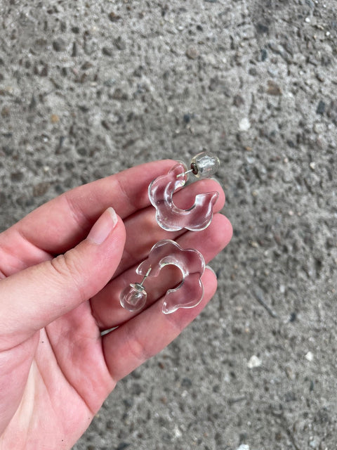 Clear Flower Statement Earrings