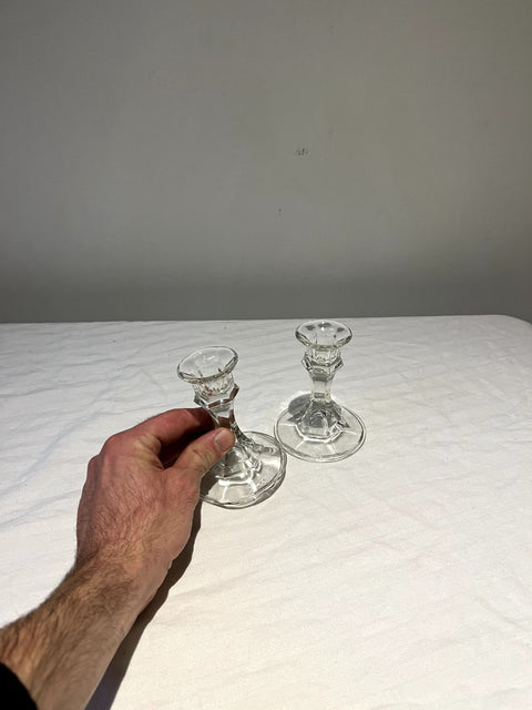 Clear Glass Candle Holders