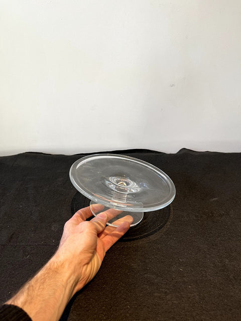 Clear Glass Pedestal Stand, 8" Wide