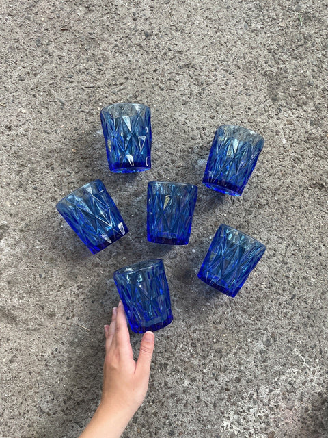Cobalt Cut Glass Set