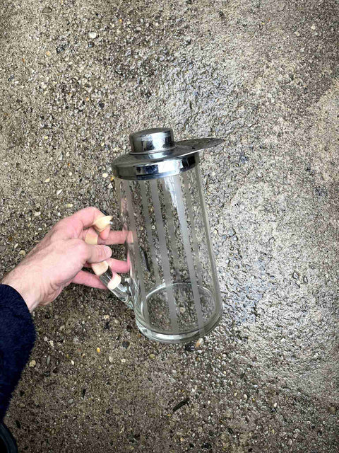 Vintage Etched Striped Martini / Cocktail Pitcher