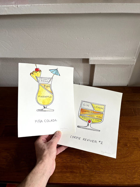 Cocktail Recipe Art Print Set