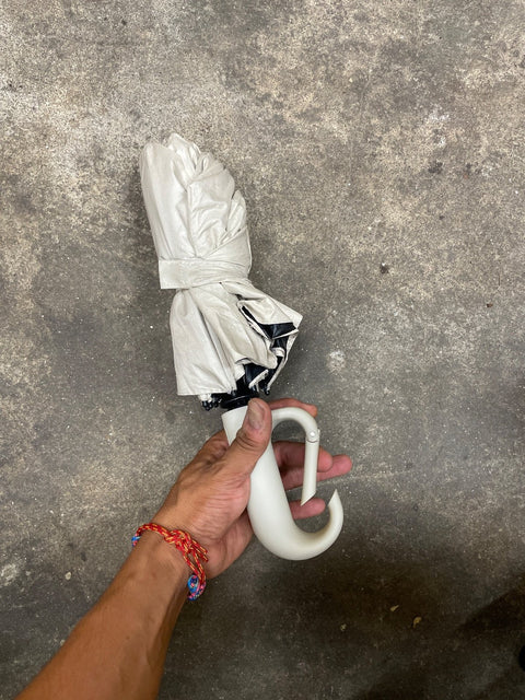 Compact White Folding Umbrella
