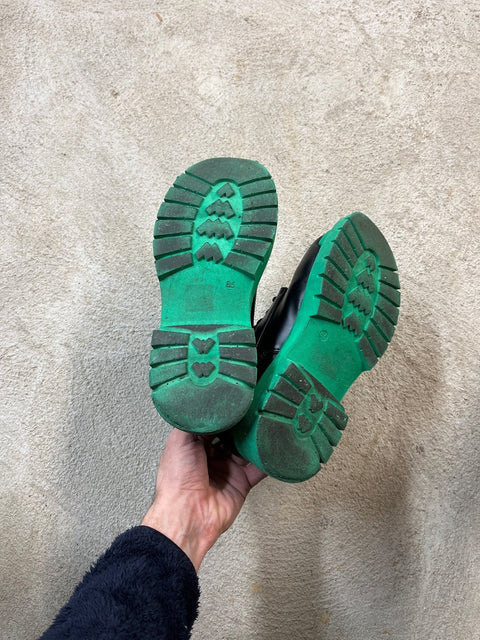 Cool Black Boots With Green Soles, Size 8.5 US W
