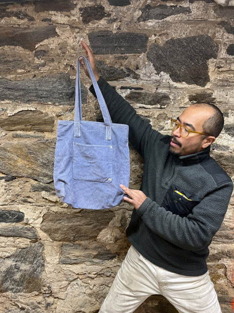 Corduroy Blue Tote Bag