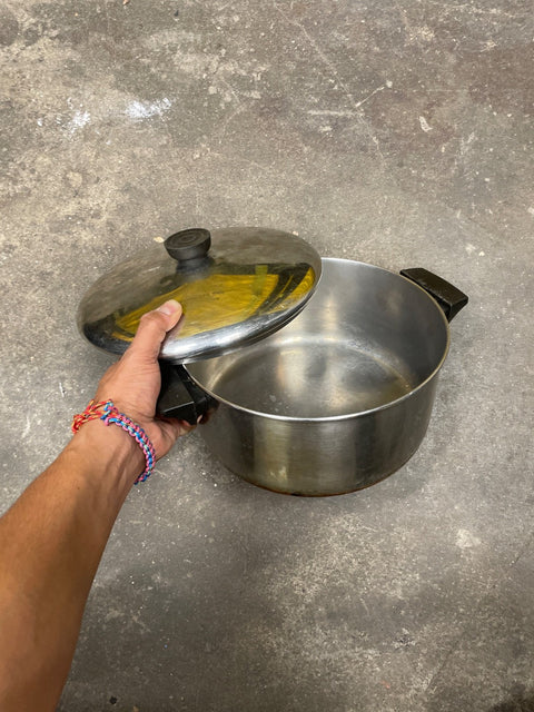 Covered Stainless Steel Stockpot
