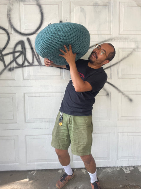 Cozy Handmade Teal Pouf