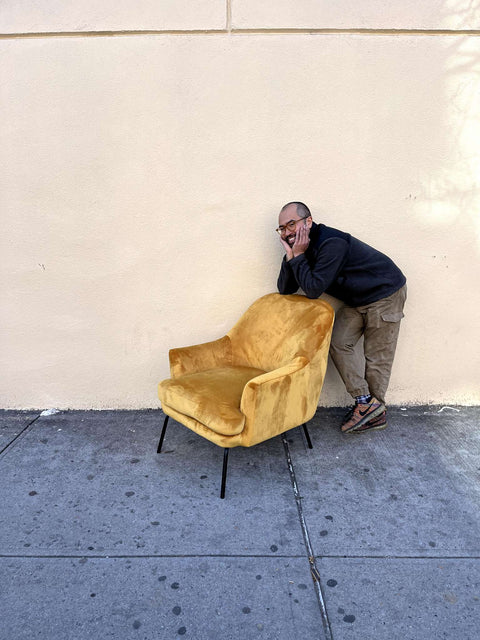 Cozy Mustard Velvet Accent Chair