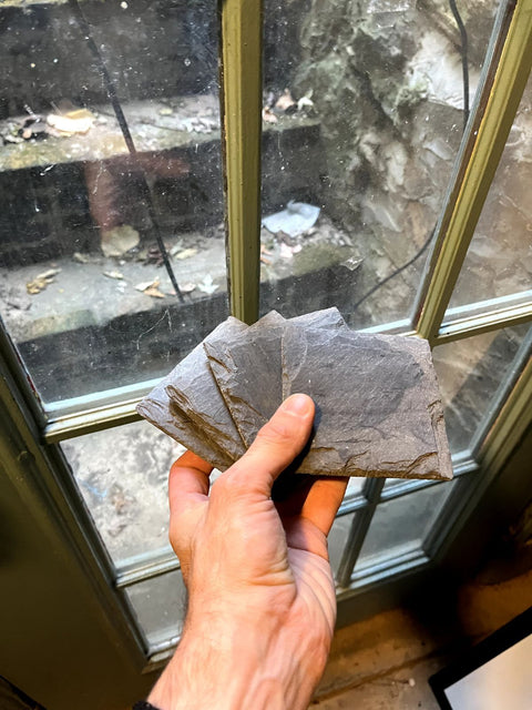 Crate & Barrel Slate Coasters Set