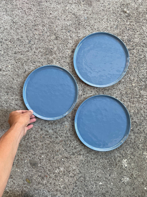 Crate & Barrell Blue Salad Plate Trio