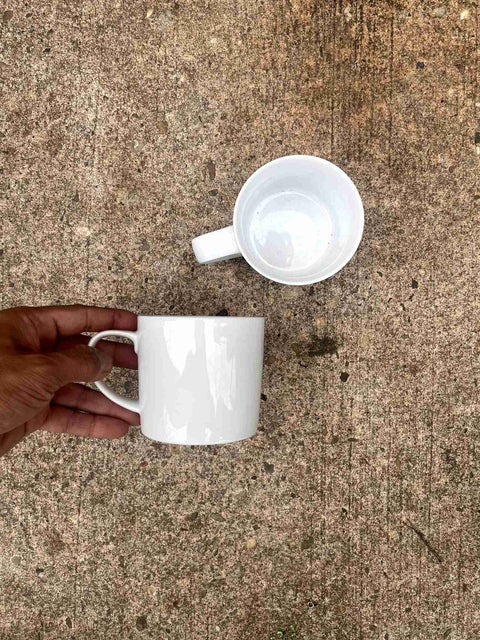 Crate & Barrell Simple White Coffee Mugs