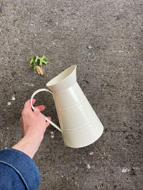 Cream-colored Metal Pitcher