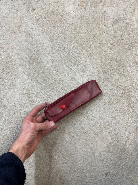 Cute Burgundy Leather Pen Case