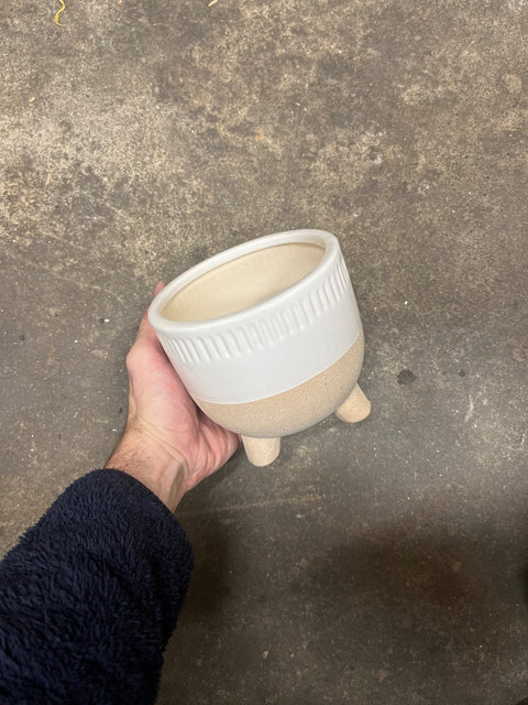 Cute Ceramic Planter With Legs, 5" Wide