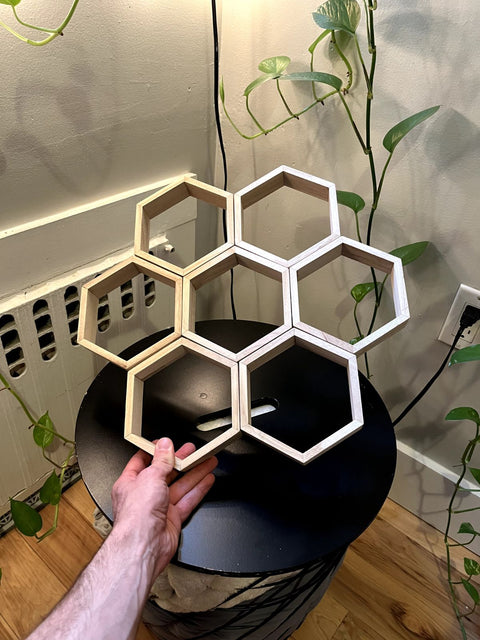 Cute Honeycomb Wooden Shelves, W18"