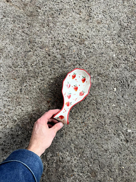 Cute Strawberry Ceramic Spoon Rest