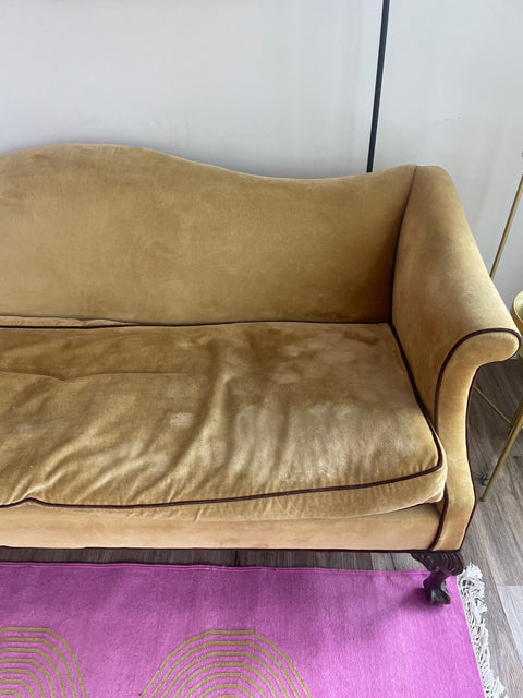 Georgian-style Velvet Couch, 74x33x20x32”