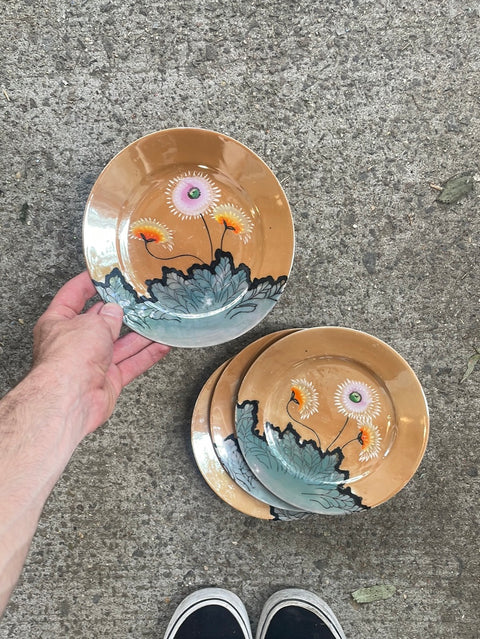 4 Vintage Japanese Dessert Plates