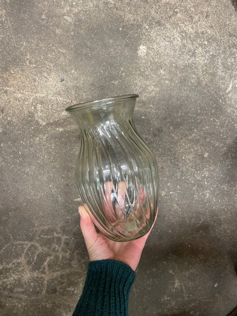 Decorative Ribbed Glass Vase
