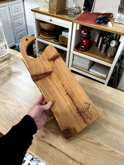 Deer Etched Wooden Serving Board, 21"