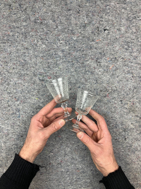 Delicate Engraved Liquor Glasses
