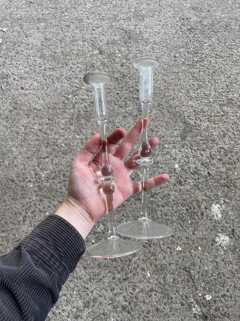 Delicate Glass Candle Sticks