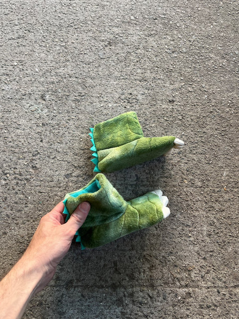 Dino Feet Plush Slippers, Size 12-24 Months