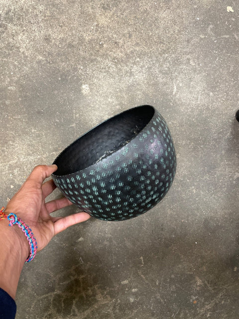 Dotted Black Metal Bowl