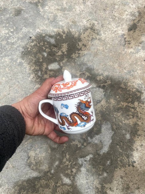 Dragon Design Tea Cup & Lid