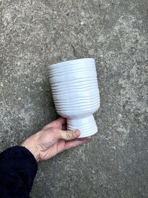 Elegant Ribbed Ceramic Vase
