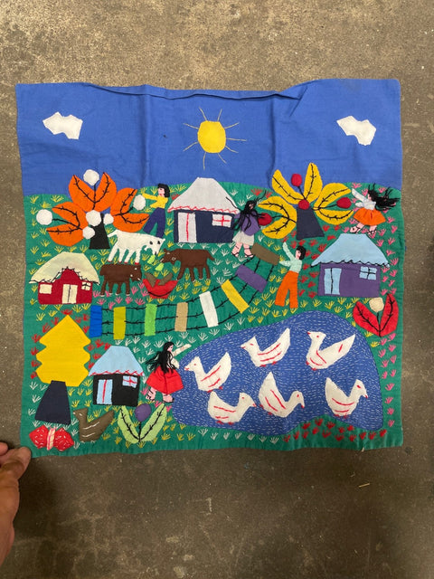 Embroidered Folk Art Landscape