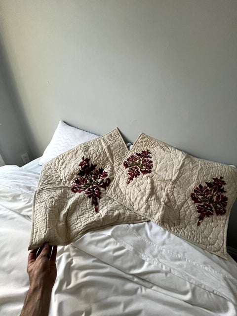 Embroidered Pillow Covers, 20x25" & 25x25"