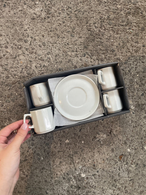 Pretty Set Of Espresso Cups & Saucers