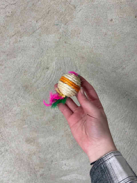 Feathered Rope Ball Cat Toy