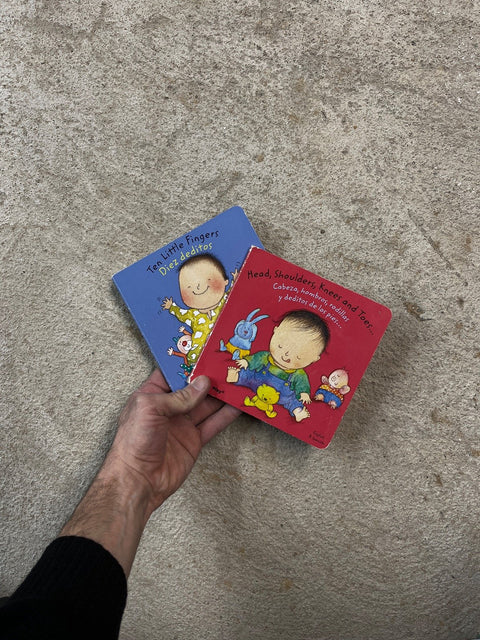 Fingers, Head, Shoulder, Knees, Toes Books Set In English & Spanish