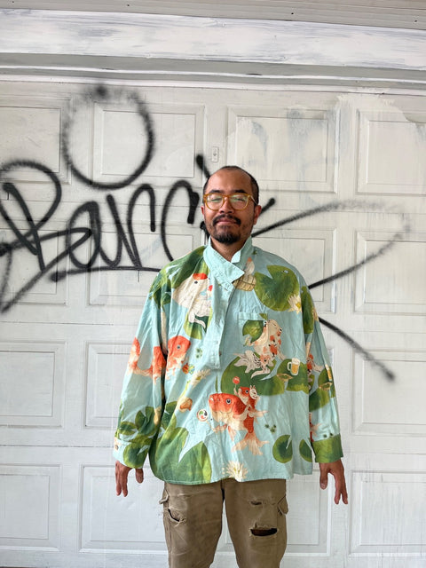 Fish Print Funky Shirt, 4XL