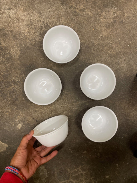 Five White Ceramic Bowls