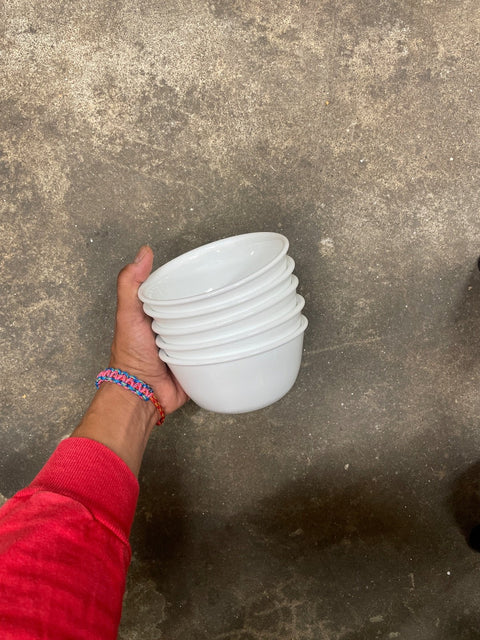 Five White Ceramic Bowls