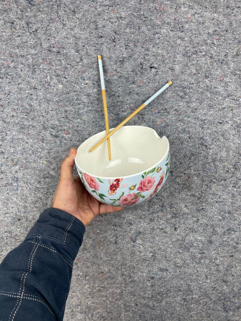 Floral Bowl And Chopsticks