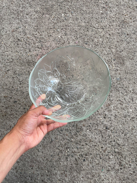 Floral Cut Glass Salad Bowl