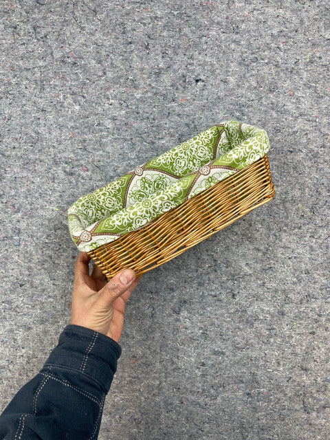 Floral Lined Wicker Basket