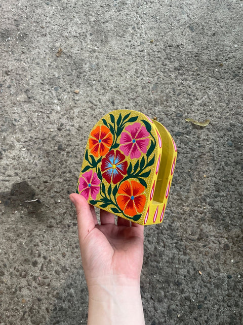 Floral Painted Wooden Napkin Holder