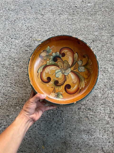 Floral Wooden Serving Bowl