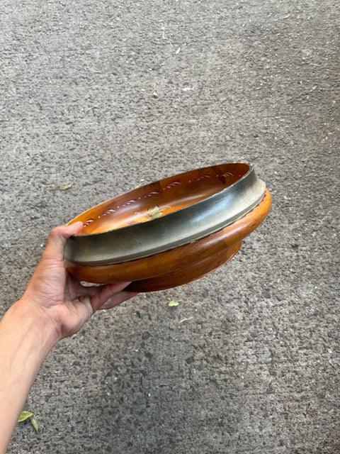 Floral Wooden Serving Bowl