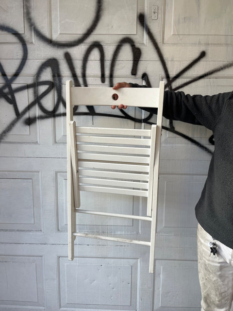 Folding Wood White Chair