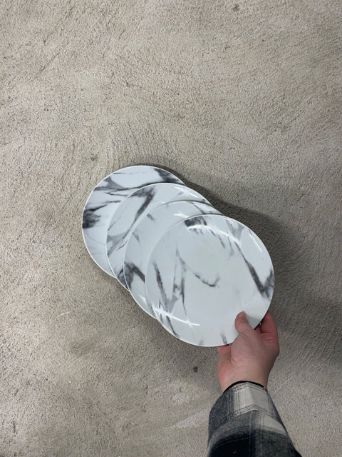 Four Marble Patterned Ceramic Dessert Plates