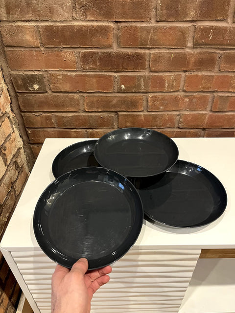 Four Midnight Blue Plastic Dinner Plates