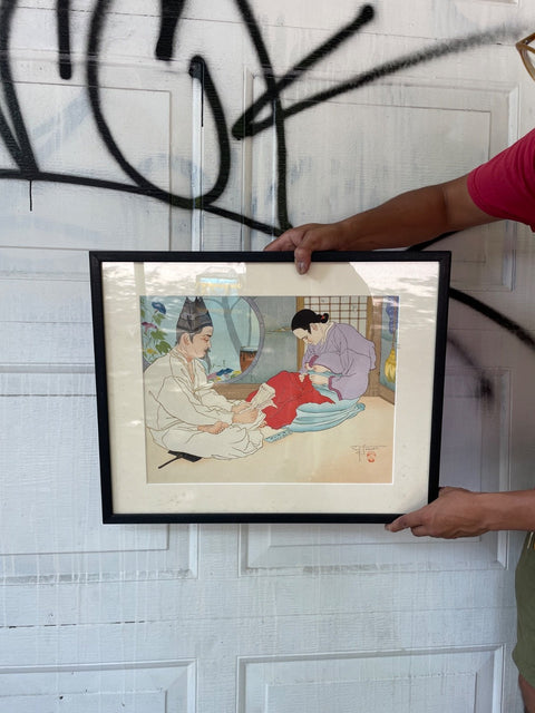 Framed Japanese Couple Art